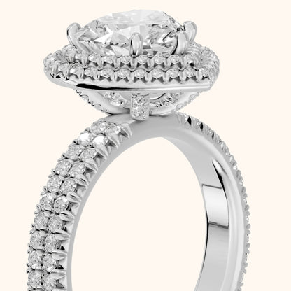 Lenox Double Halo Pavé Heart Diamond Engagement Ring in Silver - slant-view.webp