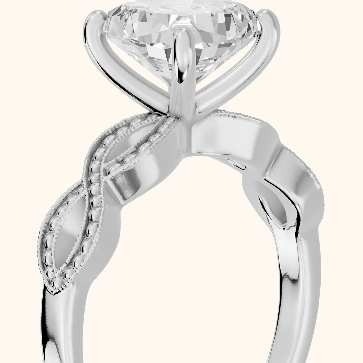 Jeanie Twist Solitaire Cushion Diamond Engagement Ring in Silver - slant-view.webp