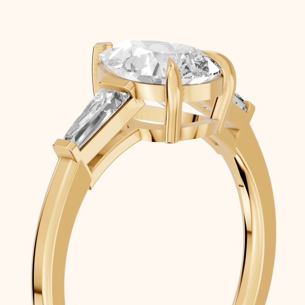 Winnie Three-Stone Pear Diamond Engagement Ring in Yellow Gold - slant-view.webp