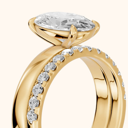 Veda Split Shank Pavé Oval Diamond Engagement Ring in Yellow Gold - slant-view.webp
