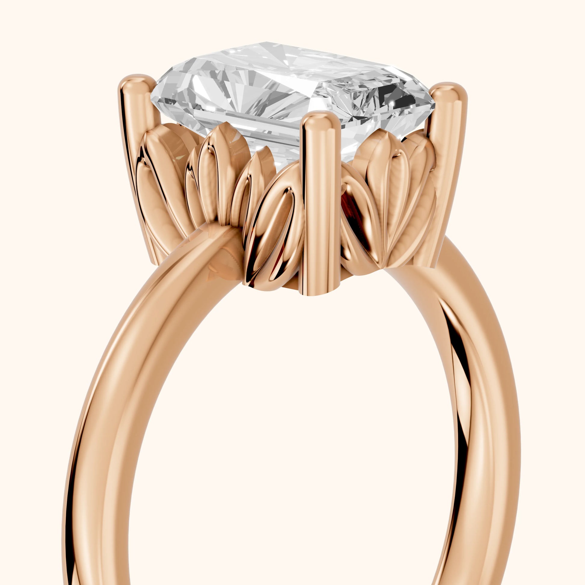 Radiant Cut Lab Grown Diamond Engagement Ring in Rose Gold