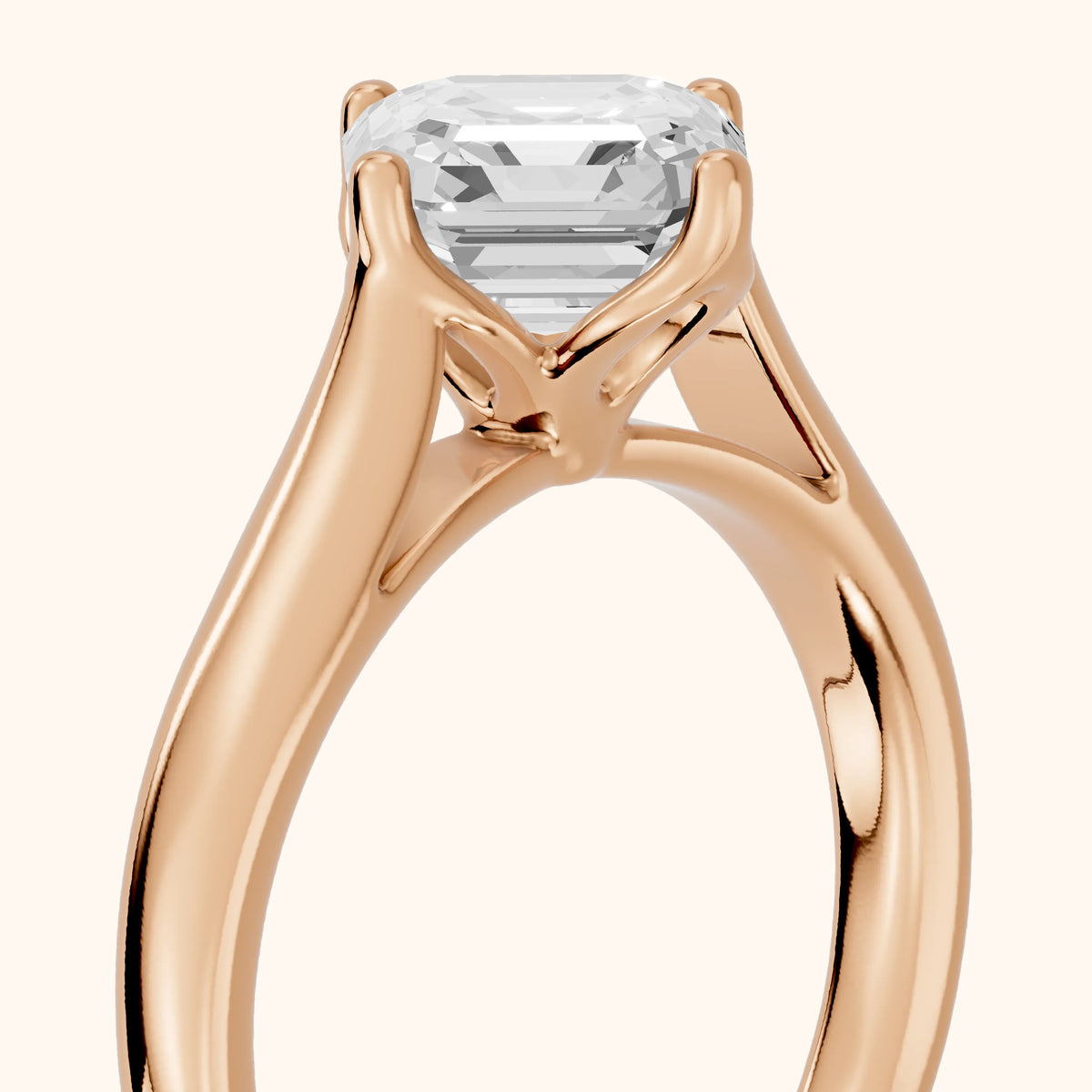Edwina Crossover Solitaire Asscher Diamond Engagement Ring in Rose Gold - slant-view.webp