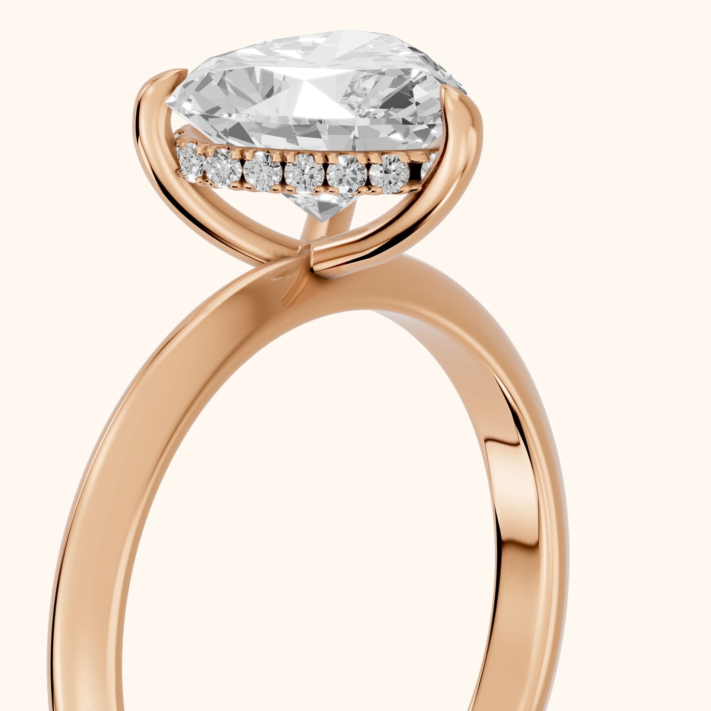 Amaya Hidden Halo Heart Diamond Ring in Rose Gold - slant-view.webp