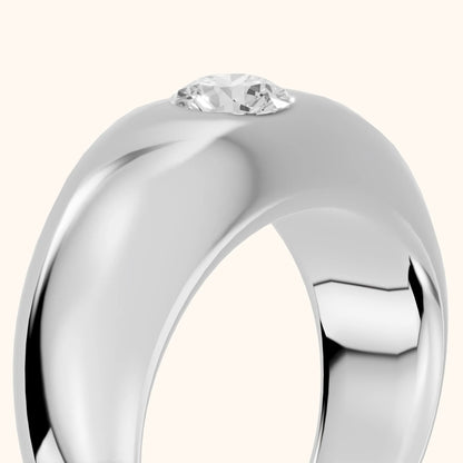Noelle Bezel Round Diamond Wedding Band in White Gold - slant-view