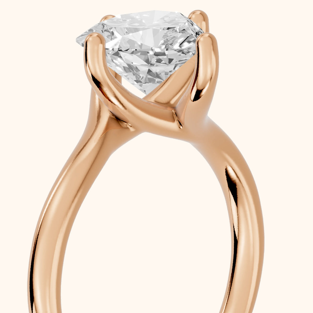 Clio Bypass Solitaire Heart Diamond Engagement Ring in Rose Gold - slant-view.webp