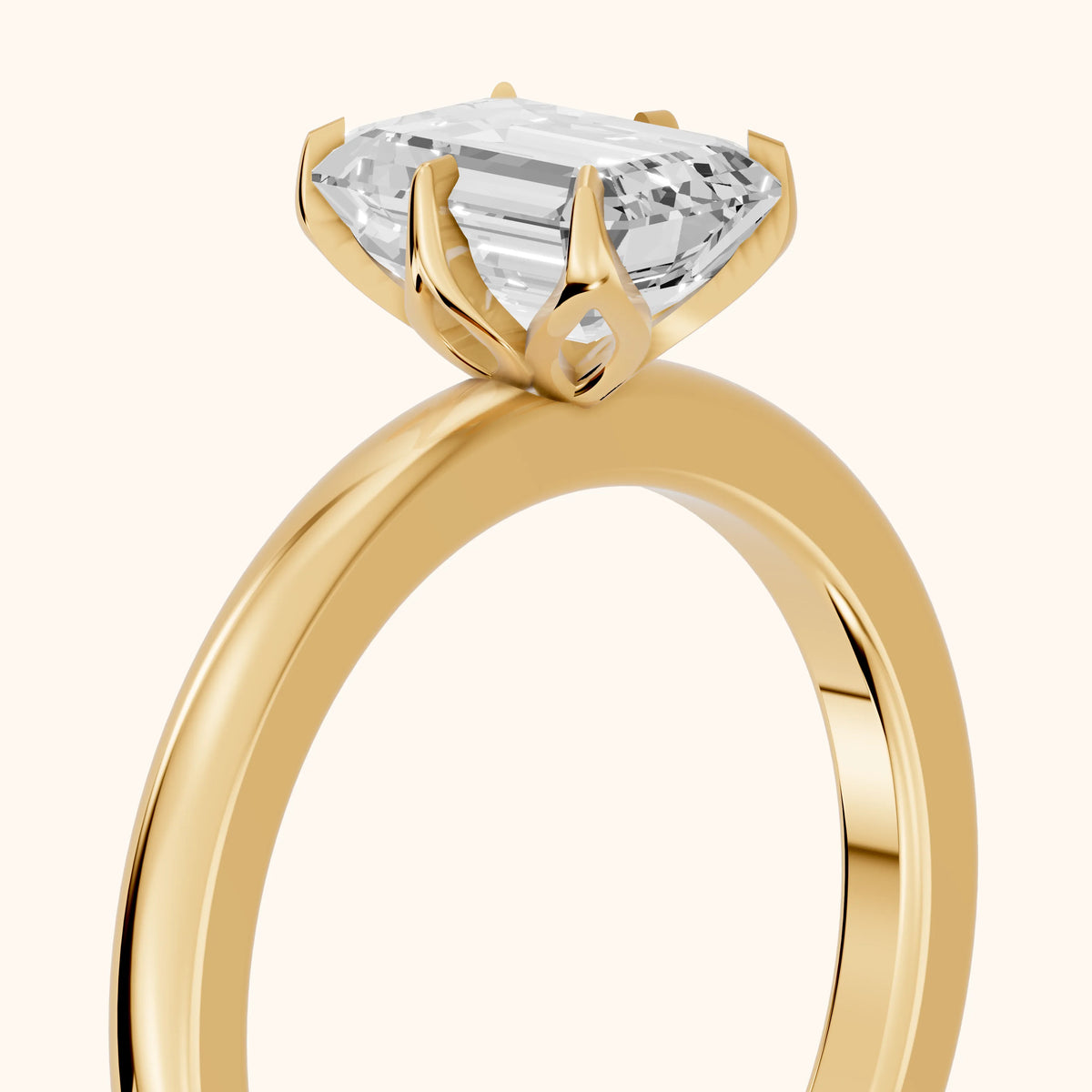 Serena Blossom Solitaire Emerald Diamond Engagement Ring in Yellow Gold - slant-view.webp