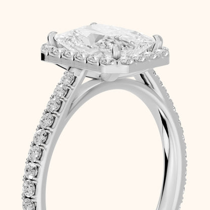 Willa Halo Micropavé Radiant Diamond Engagement Ring in Silver - slant-view.webp