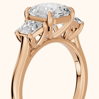 Sienna Three-Stone Radiant Diamond Ring in Rose Gold - slant-view.webp