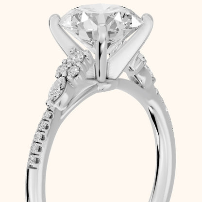 Reina Pavé Cluster Round Diamond Engagement Ring in Silver - slant-view.webp