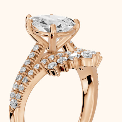 Annette Split Shank Pavé Pear Diamond Engagement Ring in Rose Gold - slant-view.webp