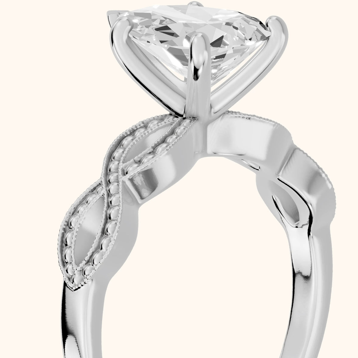 Jeanie Twist Solitaire Pear Diamond Engagement Ring in Platinum - slant-view.webp