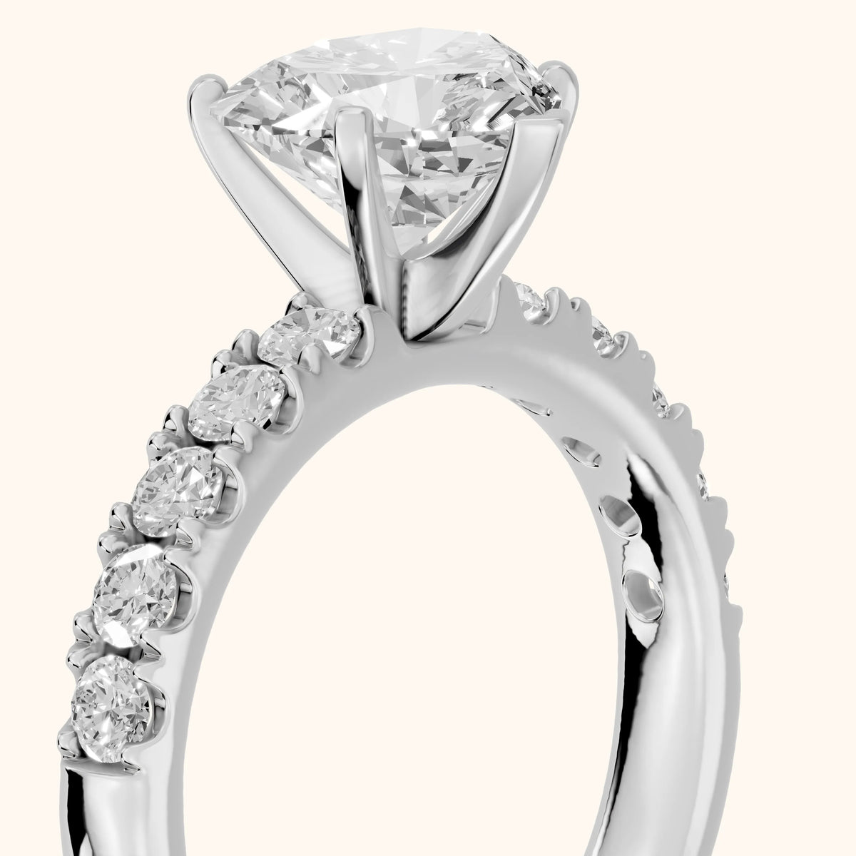 Alix Statement Pavé Heart Diamond Engagement Ring in Platinum - slant-view.webp