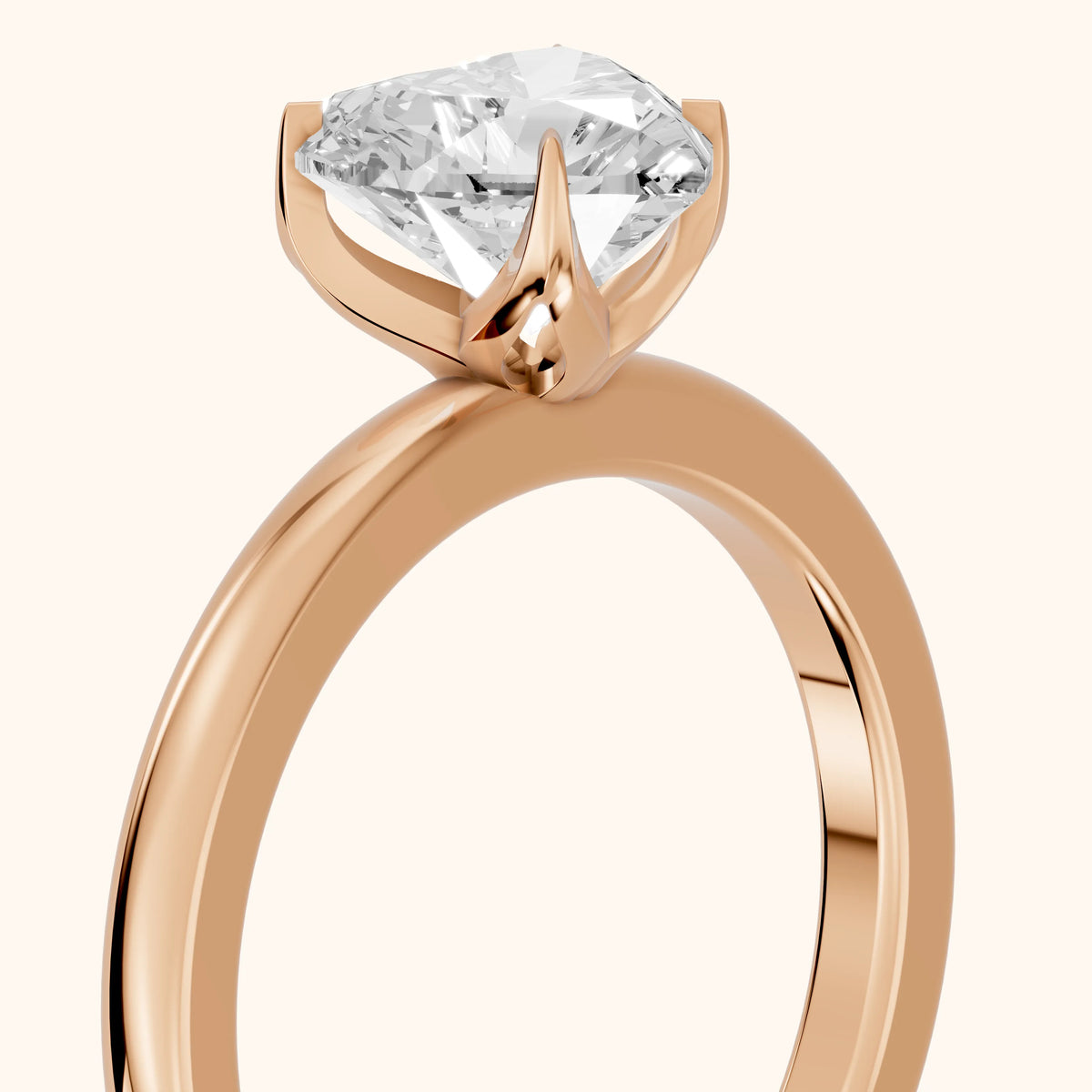 Serena Blossom Solitaire Heart Diamond Engagement Ring in Rose Gold - slant-view.webp