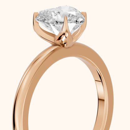 Serena Blossom Solitaire Heart Diamond Engagement Ring in Rose Gold - slant-view.webp