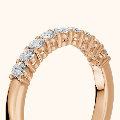 Daniela Shared Prong Round Diamond Half Eternity Band in Rose Gold - slant-view