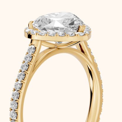Willa Halo Micropavé Heart Diamond Engagement Ring in Yellow Gold - slant-view.webp