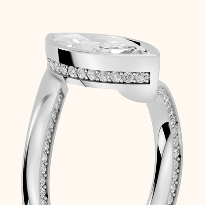 Marigold Bezel Bypass Marquise Diamond Engagement Ring in Platinum - slant-view.webp