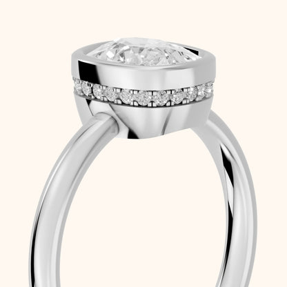 Carina Bezel Hidden Halo Cushion Diamond Engagement Ring in Platinum - slant-view.webp