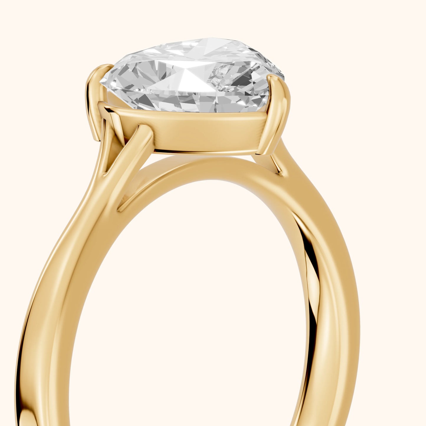 Anais Trellis Solitaire Heart Diamond Engagement Ring in Yellow Gold - slant-view.webp