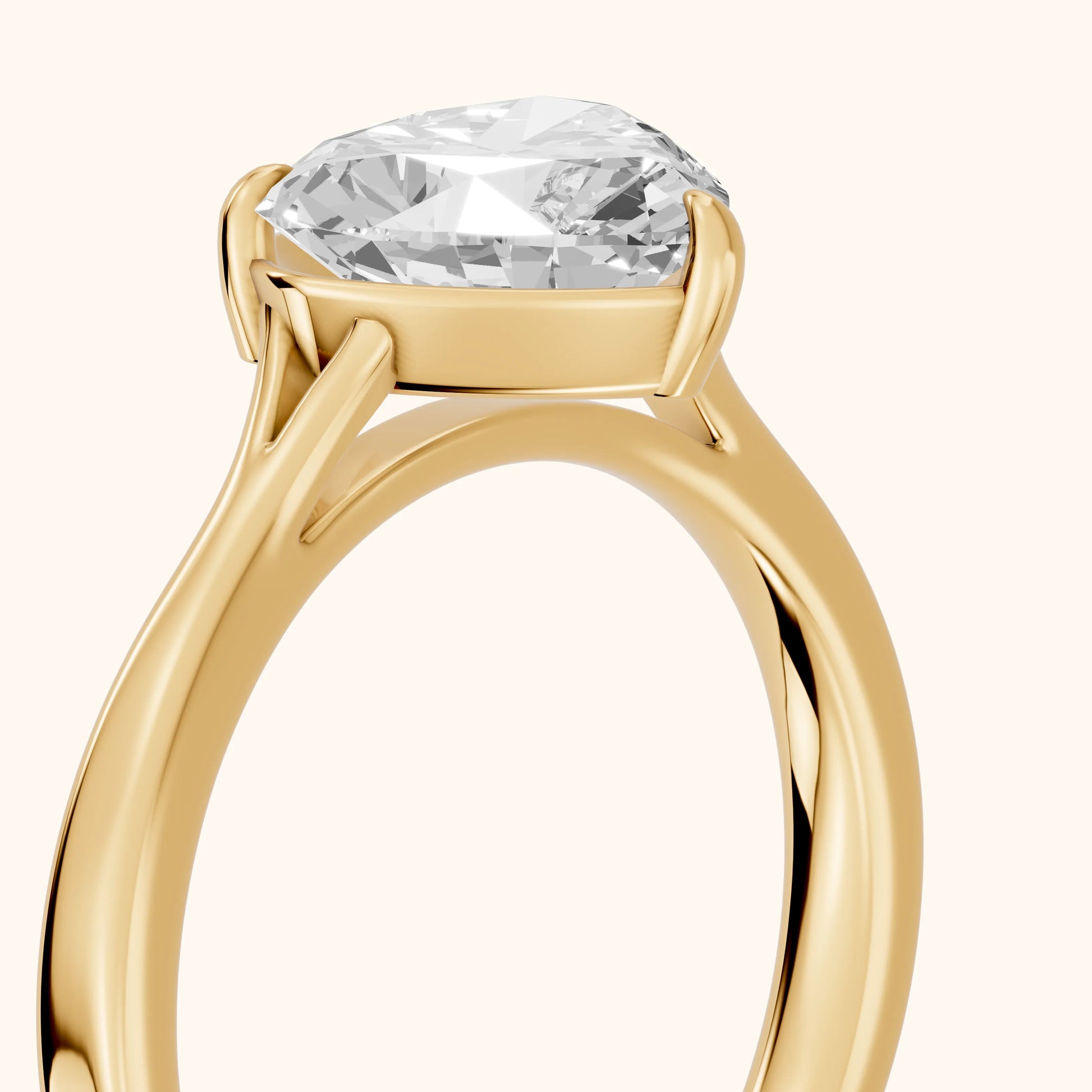 Anais Trellis Solitaire Heart Diamond Engagement Ring in Yellow Gold - slant-view.webp