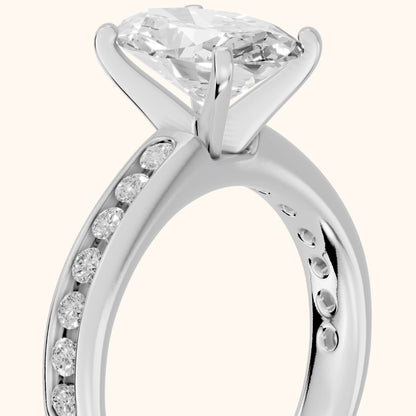 Avalon Channel Set Oval Diamond Engagement Ring in Silver - slant-view.webp