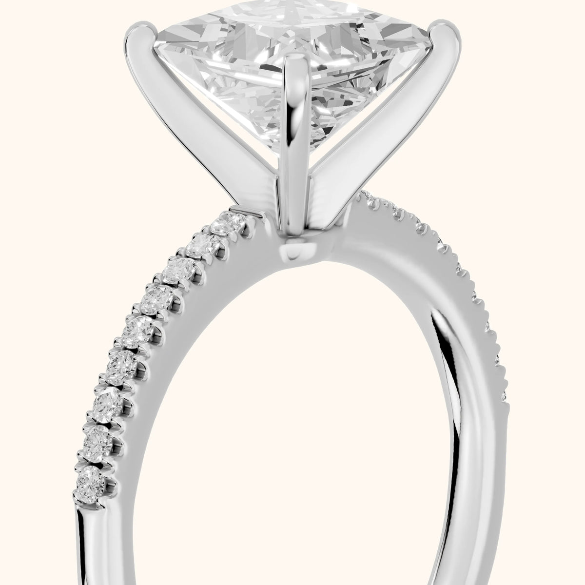 Venetia Pavé Princess Diamond Engagement Ring in Platinum - slant-view.webp