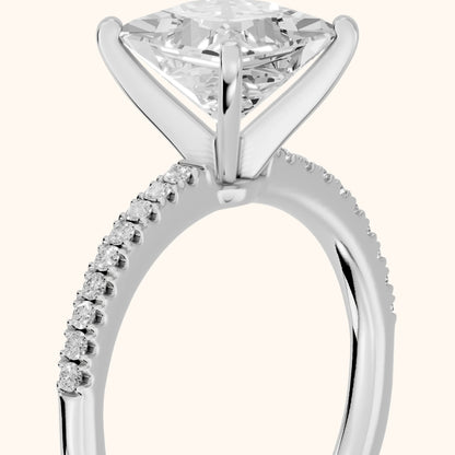 Venetia Pavé Princess Diamond Engagement Ring in Platinum - slant-view.webp
