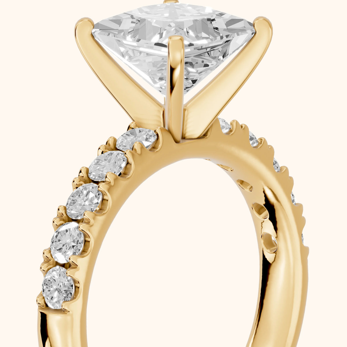 Alix Statement Pavé Princess Diamond Engagement Ring in Yellow Gold - slant-view.webp
