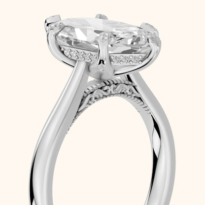 Aubrey Filigree Hidden Halo Dutch Marquise Diamond Engagement Ring in Platinum - slant-view.webp