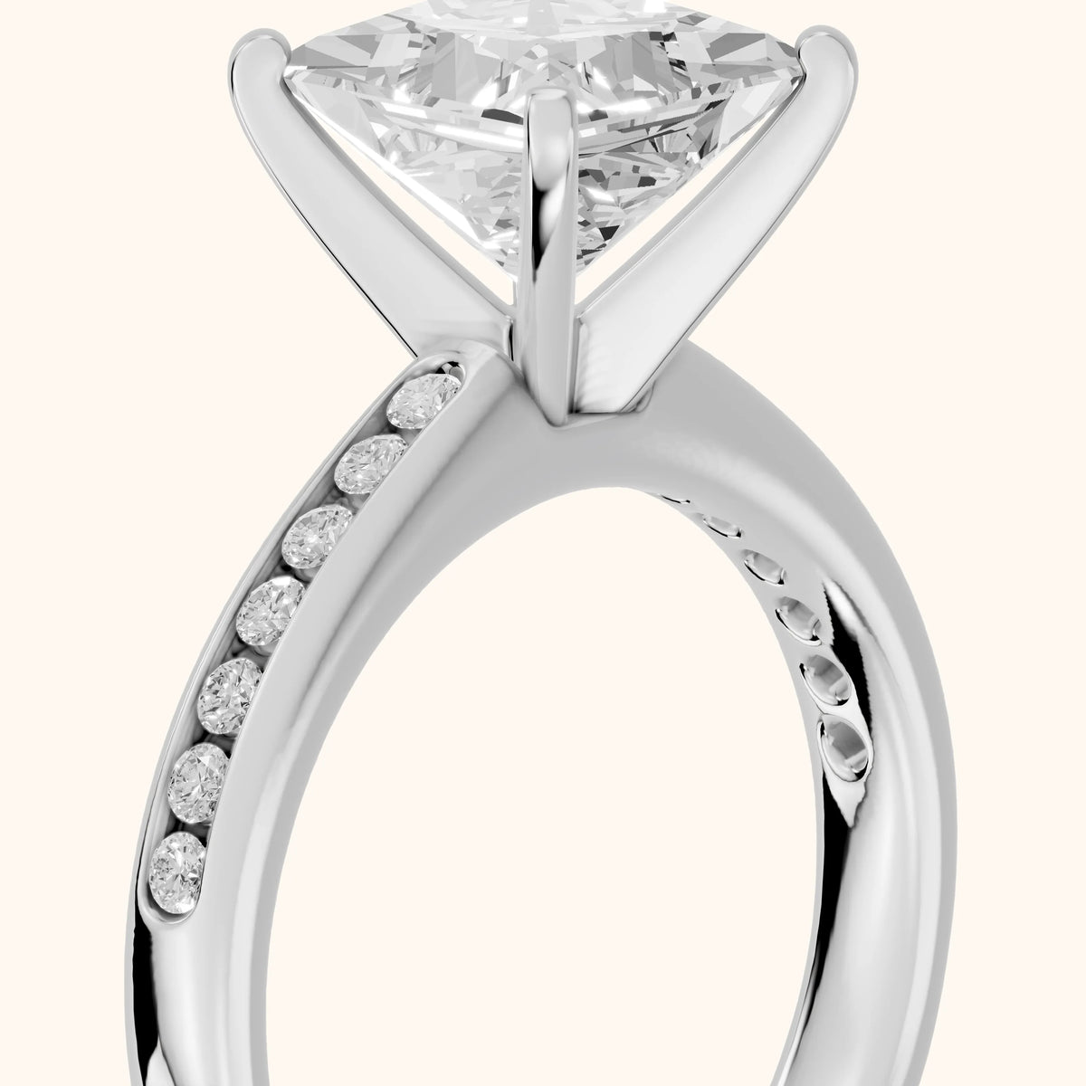 Corona Channel Set Princess Diamond Engagement Ring in Silver - slant-view.webp