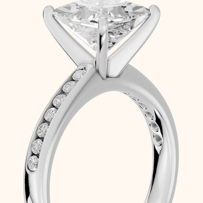 Corona Channel Set Princess Diamond Engagement Ring in Silver - slant-view.webp