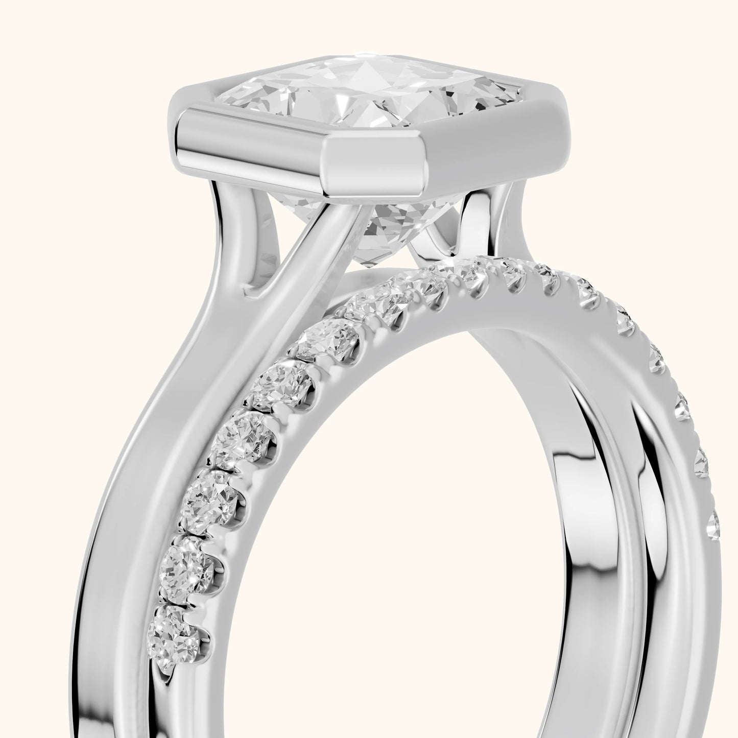 Ayla Bezel Bypass Radiant Diamond Ring in White Gold - slant-view.webp