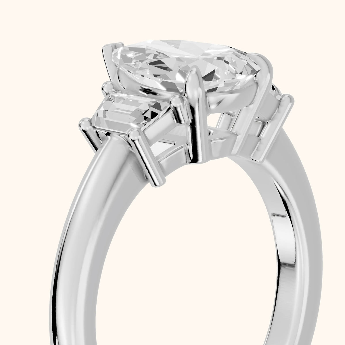Federica Trapezoid Three-Stone Pear Diamond Engagement Ring in Silver - slant-view.webp