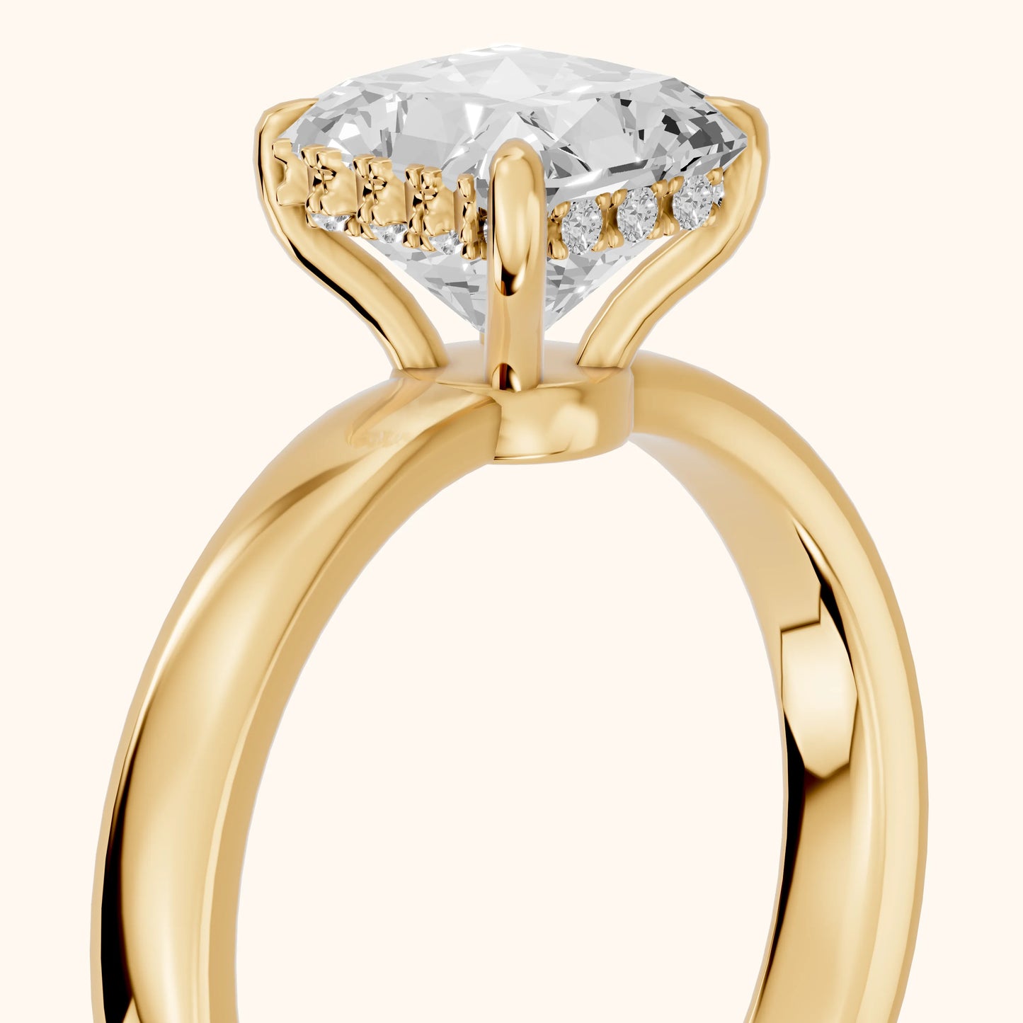Lara Hidden Halo Radiant Diamond Engagement Ring in Yellow Gold - slant-view.webp