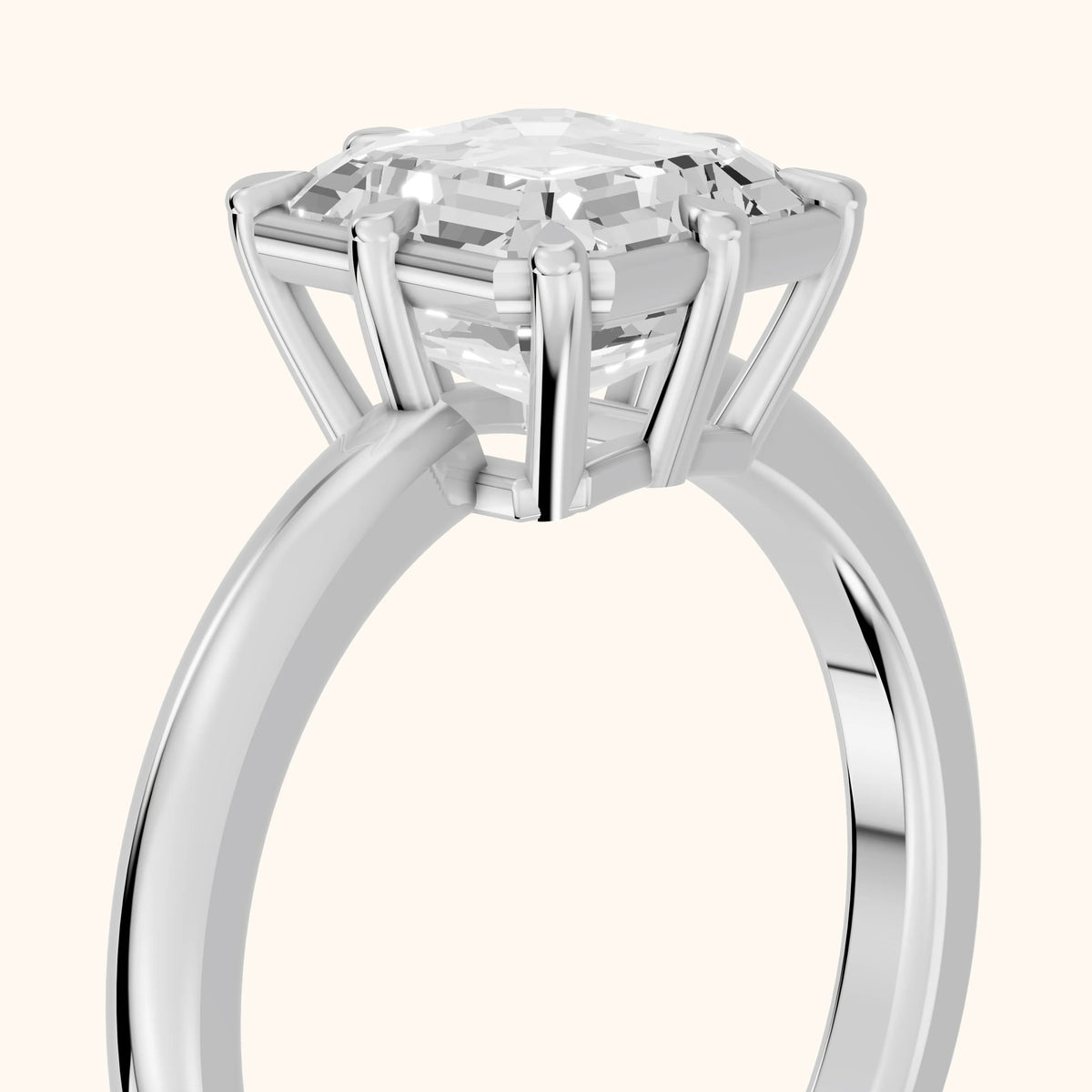 Montauk Crown Solitaire Asscher Diamond Engagement Ring in Silver - slant-view.webp