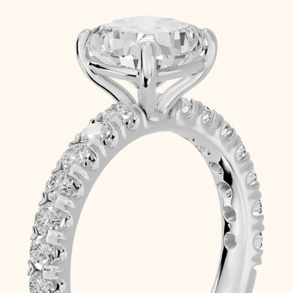 Luisa Pavé Cushion Diamond Engagement Ring in Silver - slant-view.webp