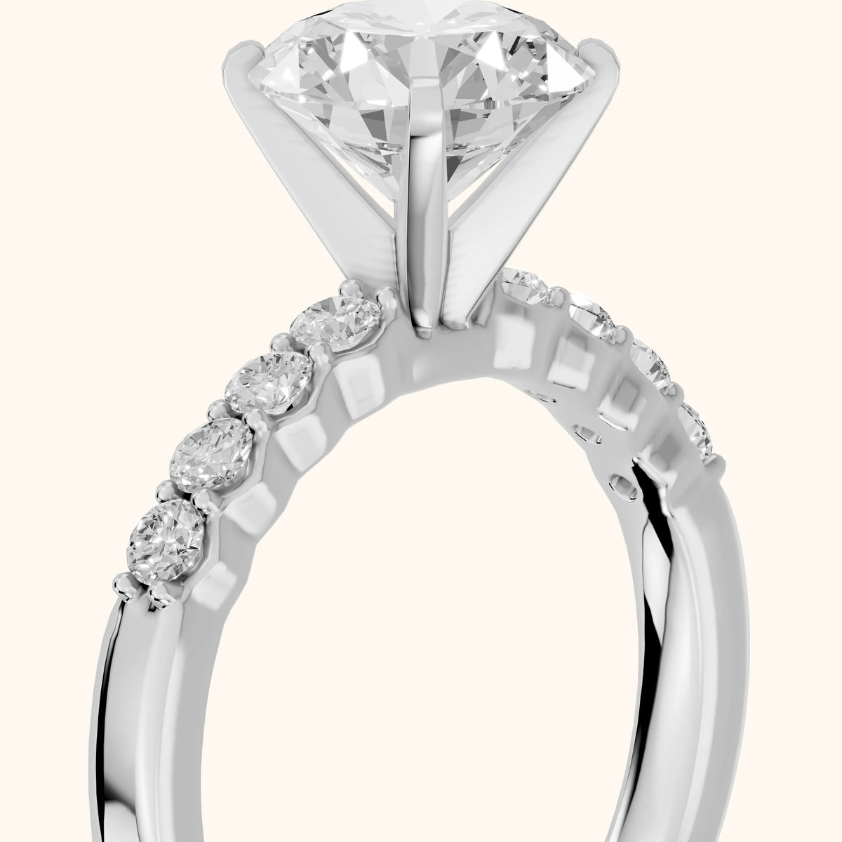 Martina Scalloped Pavé Round Diamond Engagement Ring in Silver - slant-view.webp