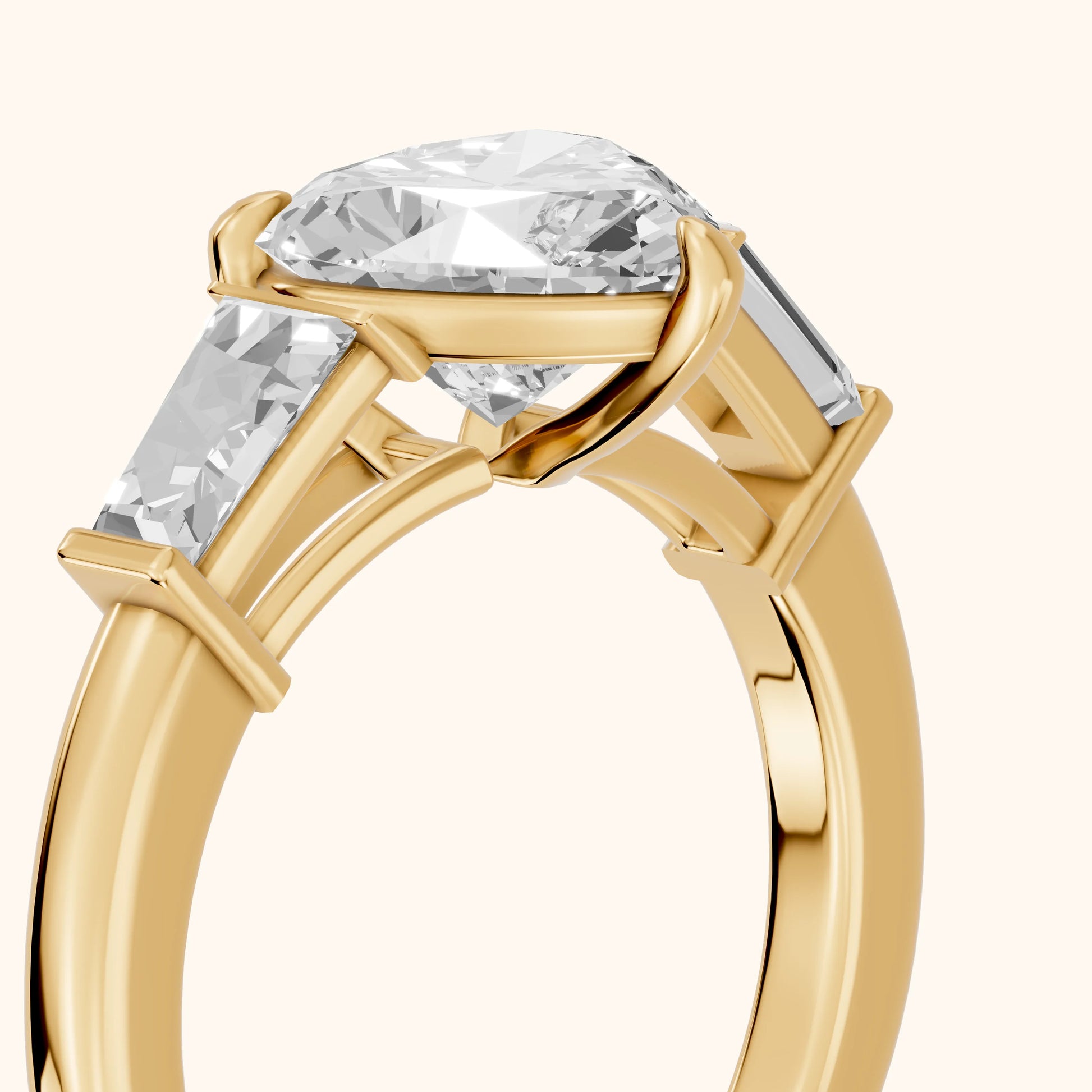 Zelda Tapered Baguette Heart Diamond Engagement Ring in Yellow Gold - slant-view.webp