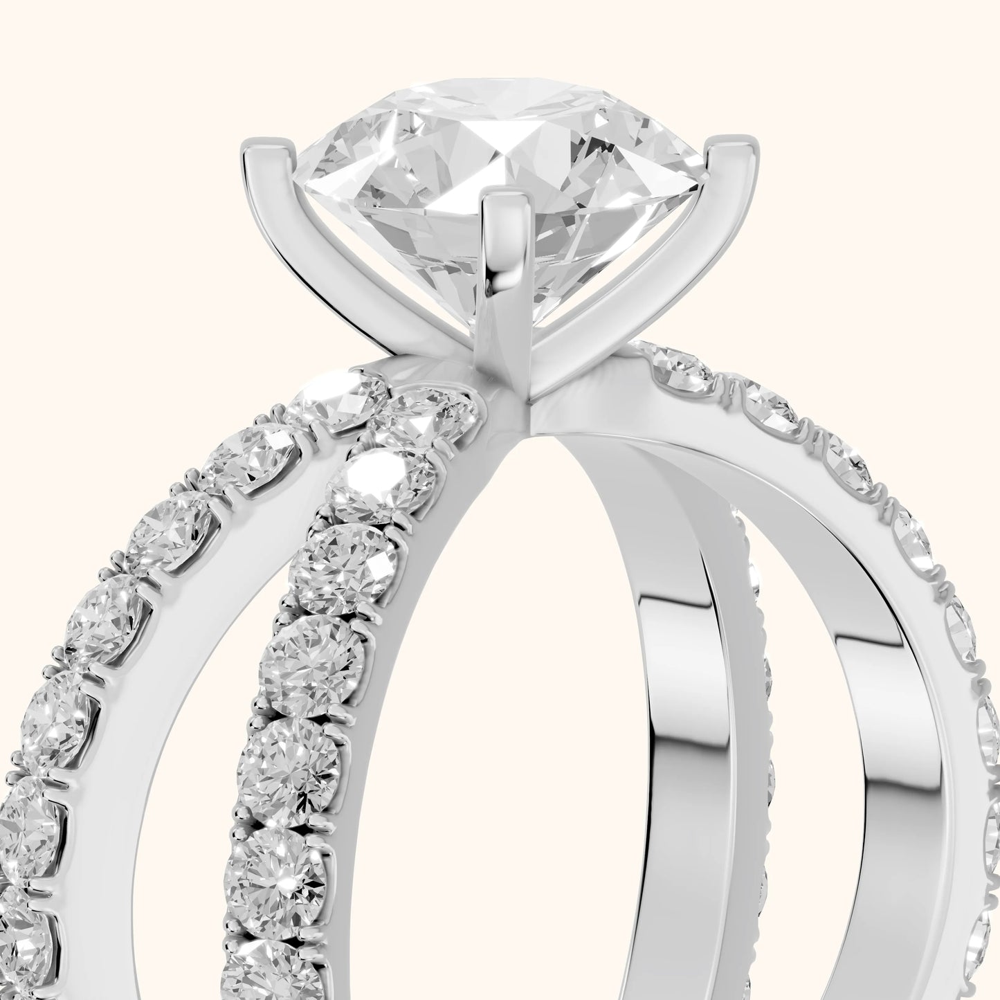 Lior Criss Cross Pavé Round Diamond Engagement Ring in White Gold - slant-view.webp