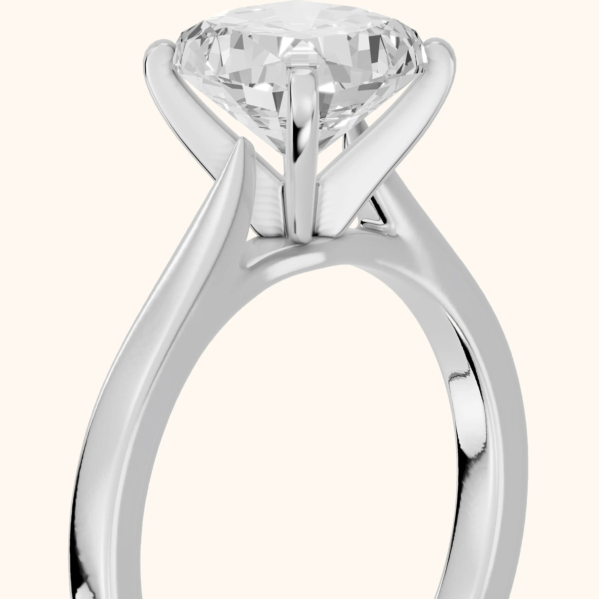 Cicely Solitaire Cathedral Cushion Diamond Engagement Ring in Silver - slant-view.webp