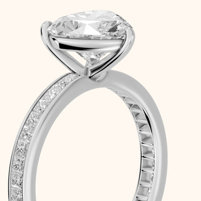 Brielle Channel Set Solitaire Heart Diamond Ring in Platinum - slant-view.webp