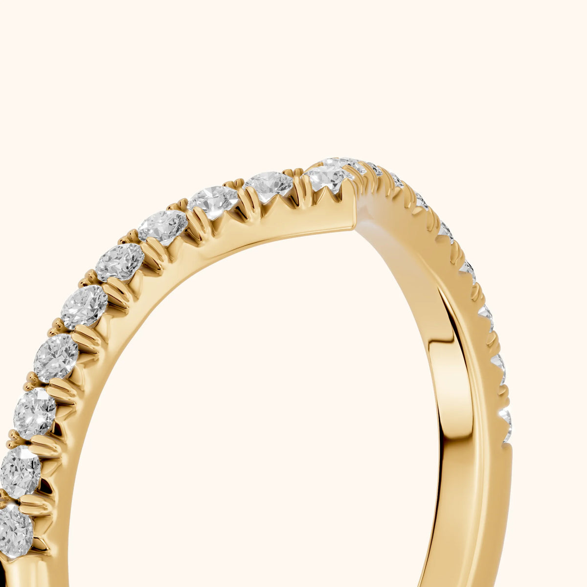 Melia Contour Pavé Round Diamond Stackable Ring in Yellow Gold - slant-view