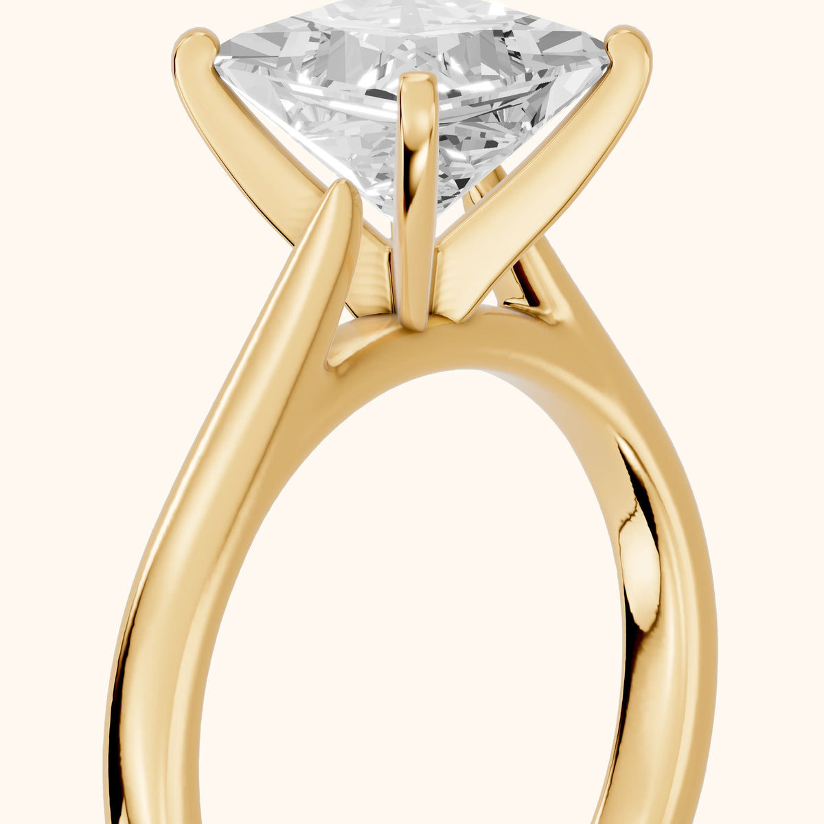 Enid Solitaire Cathedral Princess Diamond Engagement Ring in Yellow Gold - slant-view.webp