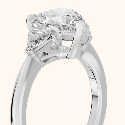 Clemency Three-Stone Cathedral Heart Diamond Engagement Ring in White Gold - slant-view.webp