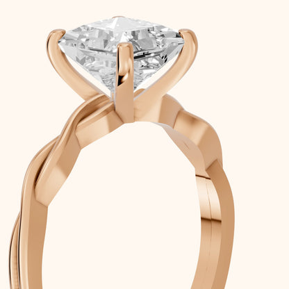 Iris Twist Princess Diamond Engagement Ring in Rose Gold - slant-view.webp