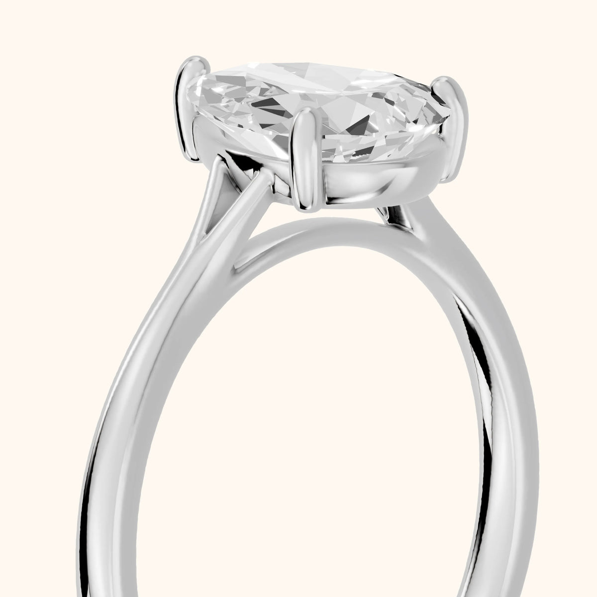 Blanche Solitaire Split Shank Pear Diamond Engagement Ring in White Gold - slant-view.webp