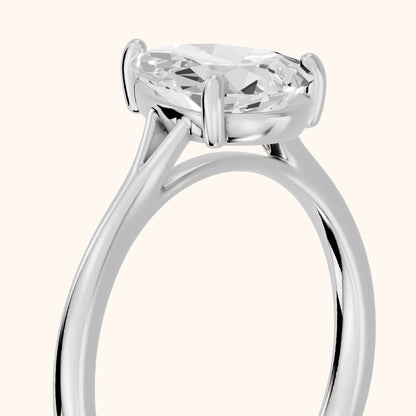 Blanche Solitaire Split Shank Pear Diamond Engagement Ring in White Gold - slant-view.webp