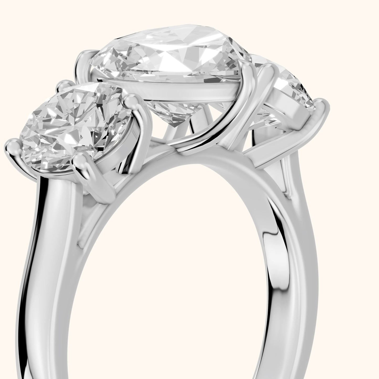 Esme Three-Stone Tapered Heart Diamond Ring in Silver - slant-view.webp