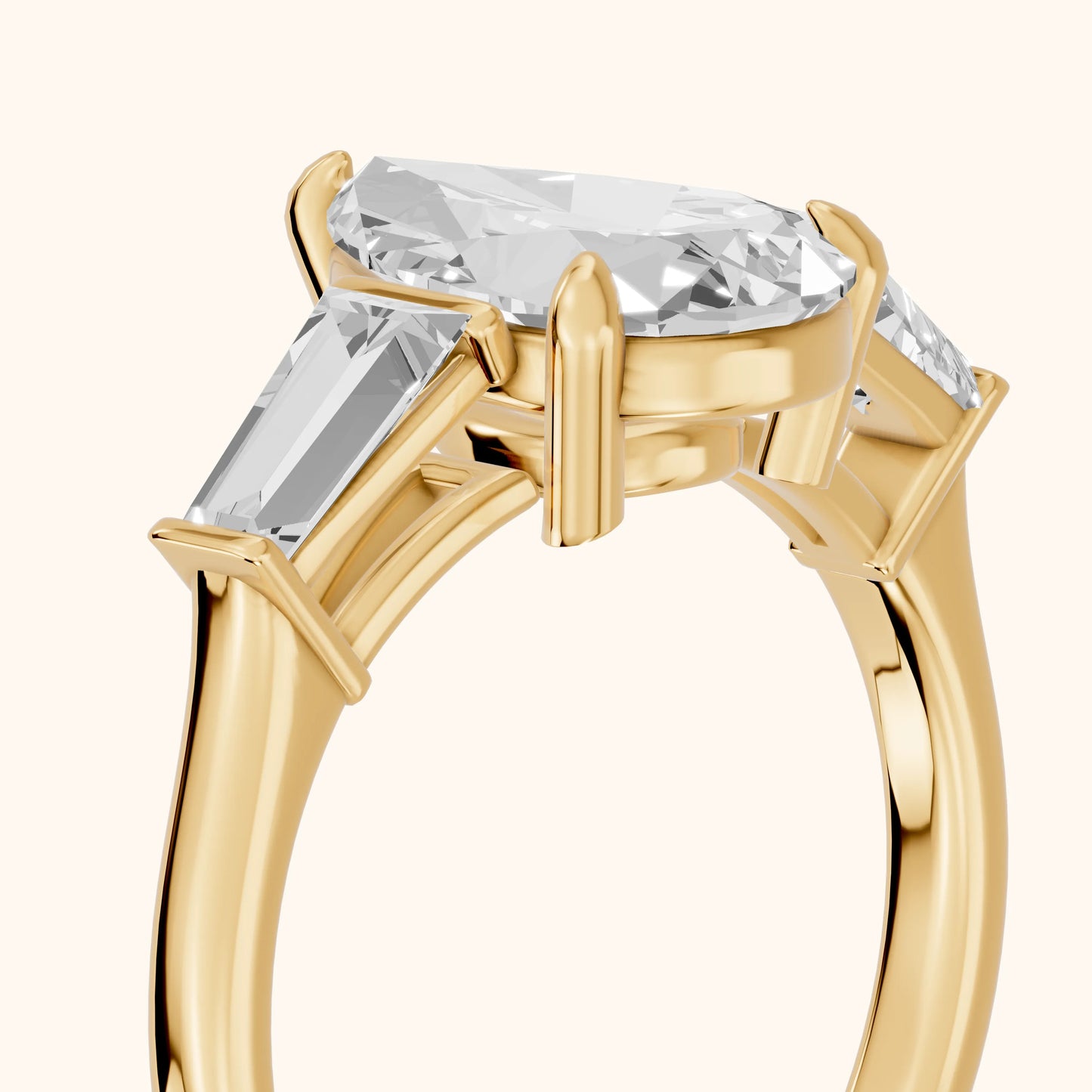 Layla Tapered Baguette Pear Diamond Ring in Yellow Gold - slant-view.webp