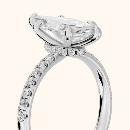 Maya Hidden Halo Pavé Marquise Diamond Engagement Ring in Silver - slant-view.webp